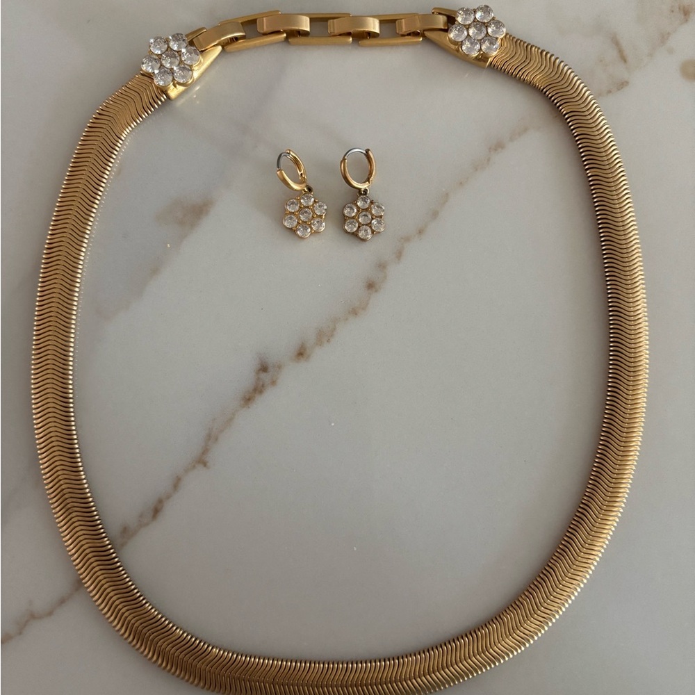 Clare V. 14k Gold-Plated Snake
Chain Necklace and Earring Set